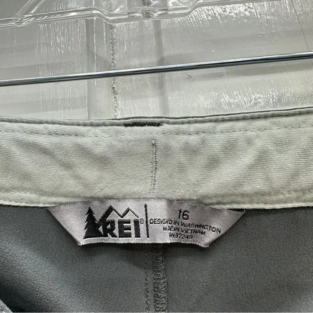 REI Hiking outdoor adventure pants women's 16. adjustable waist lightweight gray